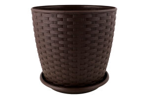 Горщик д/квітів Ротанг темно-коричневий з підставкою 20*18см арт114057 Алеана