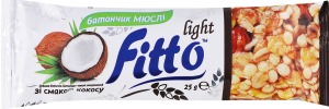 Батончик-мюслі глазурований зі смаком кокосу Fitto light м/у 25г