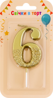 Свеча-цифра в торт 6 Металлик Festa (Guangzhou) Co. Ltd 1шт