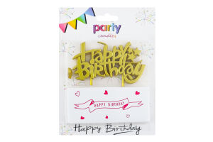Свеча-топпер золото 8х8.5см №KYYW152 Happy Birthday Fenglin 1шт