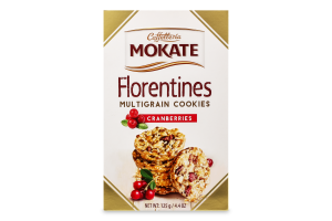 Печиво Флорентінес мультизлакове з шматочками сушеної журавлини та арахісом 125г Мокате