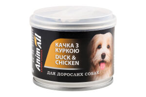 Корм д/дорослих собак Качка з куркою в ніжному желе 195г ж/б AnimAll