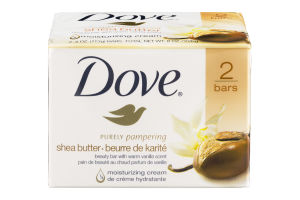 Dove Purely Pampering Beauty Bar Shea Butter with Warm Vanilla 4 oz, 2 Bar