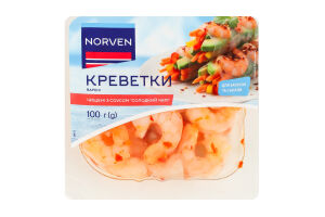 Креветки варені чищені з соусом Солодкий чилі Norven лоток 100г