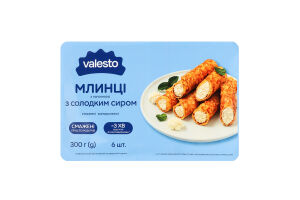 Млинці з начинкою з солодким сиром заморожені ТМ "Valesto" 0,3/14