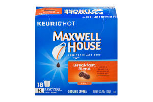 Maxwell House 100% Arabica Coffee Cafe Collection Breakfast Blend Mild Roast Single Serve Cups - 18 CT