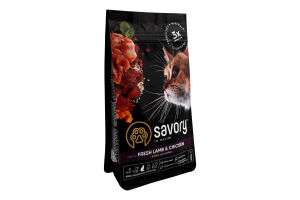 Корм сухой для взрослых стерилизованных кошек Fresh Lamb&Сhicken Savory м/у 400г