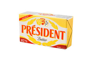 Масло кислосливочное 82% несоленое President м/у 200г