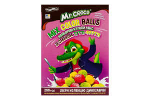 Завтраки сухие глазированные сахарной глазурью со вкусом тутти-фрутти Color balls Mix Mr. Croco к/у 200г
