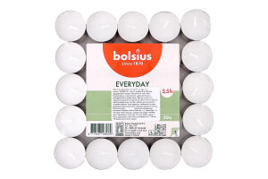 Свічки чайні білі Bolsius 50 шт*3,5 год