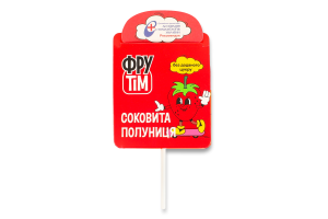 Льодяник натуральний на паличці Соковита полуниця ФруТім к/у 10г