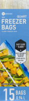 SE Grocers Slider Freezer Bags Quart - 15 CT