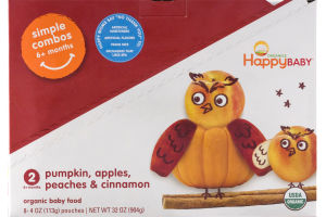 HappyBaby Organics Organic Baby Food Simple Combos 2 Pumpkin, Apples, Peaches & Cinnamon - 8 CT