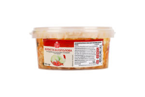 Салат закусочный с подсластителями Капуста белокочанная по-корейски с морковью и перцем сладким Fine Life ведро 500г