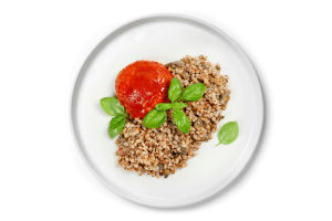 Гречана каша з печерицями і тюфтельки зі свинини