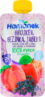 Пюре фруктово-ягодное для детей от 6мес гомогенизированное Яблоко с персиком и бузиной Hamanek д/п 100г