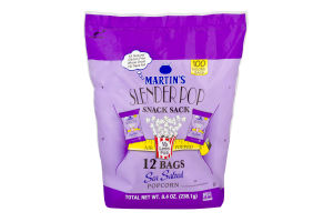 Martin's Slender Pop Snack Sack Popcorn Sea Salted - 12 CT