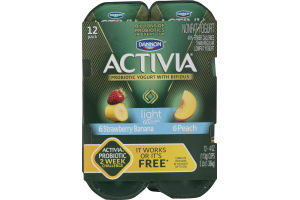 Dannon Activia Nonfat Light Yogurt with Bifidus Variety Pack - 12 PK