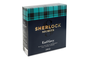 Чай чорний байховий ароматизований з додаванням рослинної сировини Ерл Грей Sherlock Secrets в/с к/у 100х2г