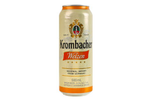 Пиво 0.5л 5.3% светлое пшеничное нефильтрованное пастеризованное Weizen Krombacher бут