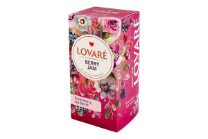 Бленд чаю квіткового та ягідного з пелюстками квітів та ароматом малини, смородини Ягідний десерт Lovare к/у 24х1.5г