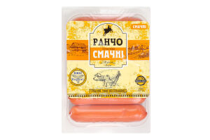 Сосиски из мяса птицы Вкусные Ранчо 1с лоток 0.275кг