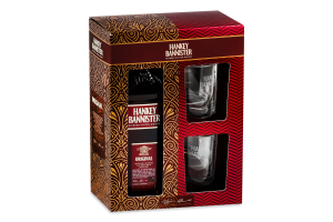 Набор Виски 0.7л 40% + 2 стакана Hankey Bannister к/у