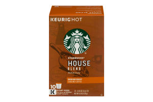 Starbucks Keurig Hot House Blend Medium Roast Ground Coffee K-Cup Pods - 10 CT
