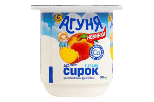 Творожок 3.9% для детей от 6мес с наполнителем фруктовым Персик Агуня ст 90г