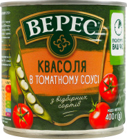 Квасоля в томатному соусі стерилізована Верес з/б 400г
