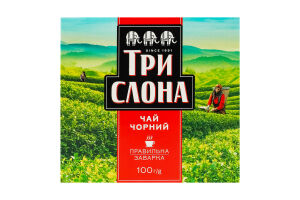 Чай черный байховый листовой Три слона к/у 100г