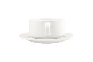 Супниця 300мл з двома ручками та блюдцем кераміка