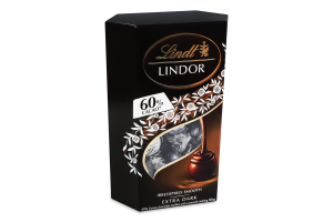 Цукерки 60% екстра чорний шоколад Lindor Lindt к/у 200г