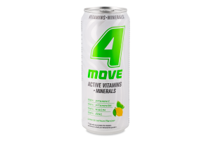 Напій безалкогольний газований зі смаком лимона та лайма Vitamins + Minerals Activevitamin 4Move з/б 330мл