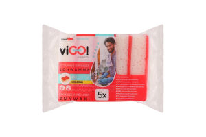 Губки для мытья посуды 10.5х7.5х3см №7736202 Premium viGO! 5шт