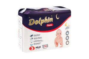 Підгузки-трусики міді 3 4-9кг 34шт Долфін