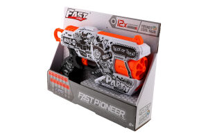 Іграшка Пістолет механічний з барабаном та м'якими набоями 12шт Fast Pioneer