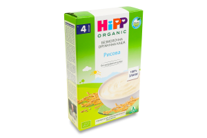 Каша безмолочная для детей от 4мес Рисовая Organic Hipp к/у 200г
