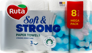 Полотенца бумажные 3-х слойные 90 листов Soft&Strong Ruta 8шт