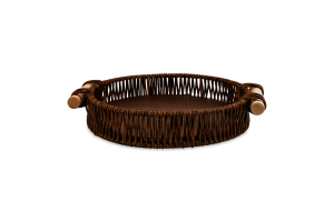 Таця плетена з ручками бамбукове дно 20см