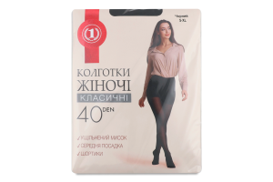 Колготи жіночі чорні 40ден р.5 ТМ "1"