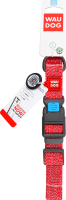 Нашийник д/собак червоний з QR паспортом світловідбиваючий пластиковий фастекс 25мм L33-49см ВауДог Ре-котон