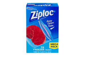 Ziploc Freezer Bags, Quart - 75 CT