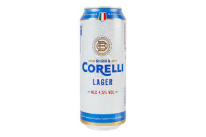 Пиво 0.5л 4.5% світле фільтроване солодове пастеризоване Lager Corelli з/б