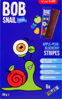 Конфеты фруктовые Яблочно-грушево-черничный страйп Bob Snail к/у 6х14г