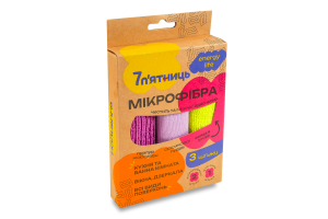 Серветки з мікрофібри універсальні та для скла 30х30см Energy life 7 п'ятниць 3шт