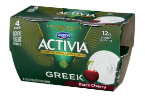Dannon Activia Nonfat Greek Probiotic Yogurt with Bifidus Black Cherry - 4 PK