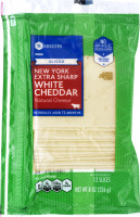 SE Grocers Sliced New York Extra Sharp White Cheddar Natural Cheese - 12 CT