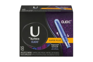 U by Kotex Click Unscented Tampons Super Plus - 18 CT