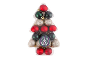 Набір куль Ялинка новорічна пластик 3см 17шт